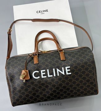 Дорожная сумка тёмно-коричневая с рыжей отделкой от Celine BP5-701764
