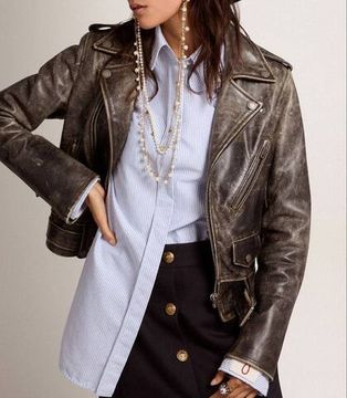 Кожаная куртка Golden Goose премиум BP-48263