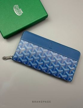 Кошелёк синий с бело-серым геометрическим узором от Goyard BP5-915718