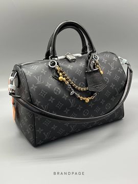 Сумка чёрная с серым узором от Louis Vuitton Speedy Soft 30 BP5-649781