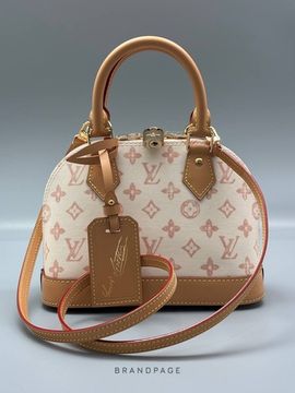 Сумка бежевая с розовым узором и рыже-коричневой отделкой от Louis Vuitton Alma BB BP5-879557
