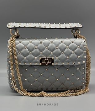 Сумка серая от Valentino Rockstud Spike BP5-620101