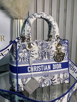 Сумка бело-синяя от Dior Lady D-Lite BP5-601198