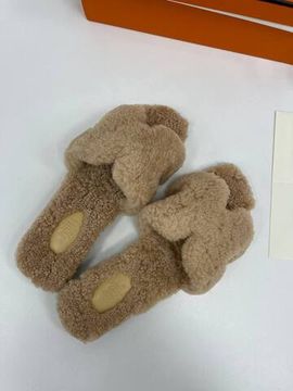 Меховые тапочки премиум Hermes BP-36773
