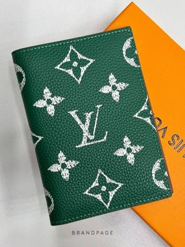 Обложка для паспорта зелёная с белым рисунком от Louis Vuitton BP5-949888
