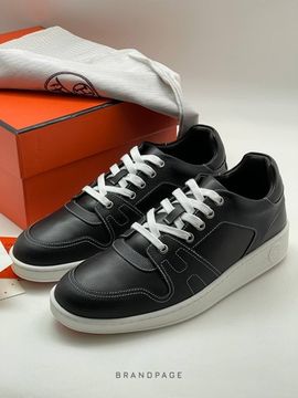 Кеды чёрные с белыми деталями от Hermès BP5-362212