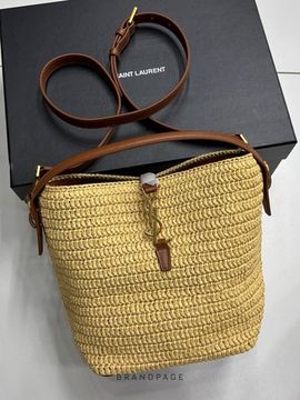 Сумка бежевая с коричневой отделкой от Saint Laurent BP5-380971