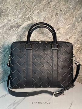 Портфель чёрный от Bottega Veneta Slim Intrecciato Briefcase BP5-099598