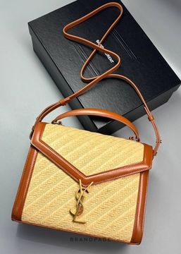 Сумка бежевая с коричневой отделкой от Saint Laurent BP5-107844