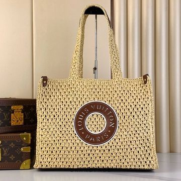 Шоппер бежевый с коричневой отделкой от Louis Vuitton OnTheGo BP5-687602