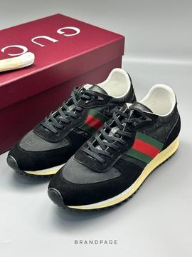 Кроссовки чёрные с зелёно-красными полосами от Gucci BP5-507563