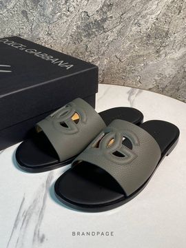 Шлёпанцы серые с чёрной подошвой от Dolce & Gabbana BP5-215184